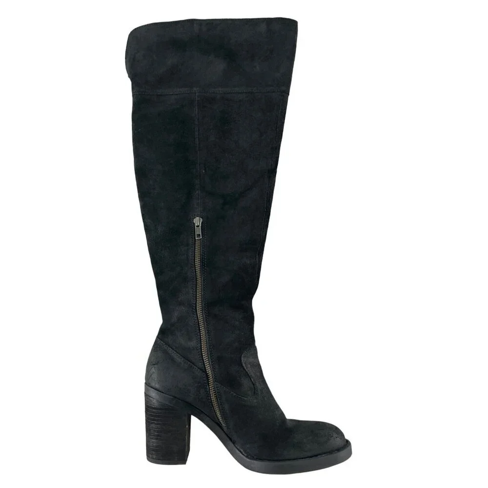 Born Womens Kathleen Over the Knee Suede Distressed Leather Boots Size 9.5M $245